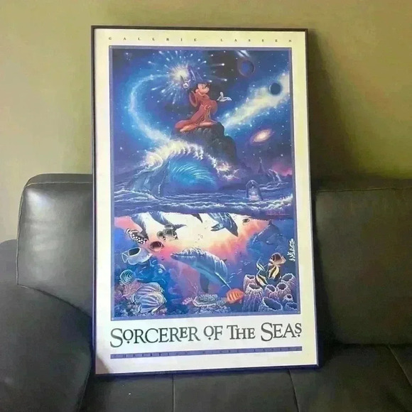 DISNEY Framed Poster "SORCERER OF SEA" BY  CHRISTIAN RIESE LASSEN. - Picture 2 of 13